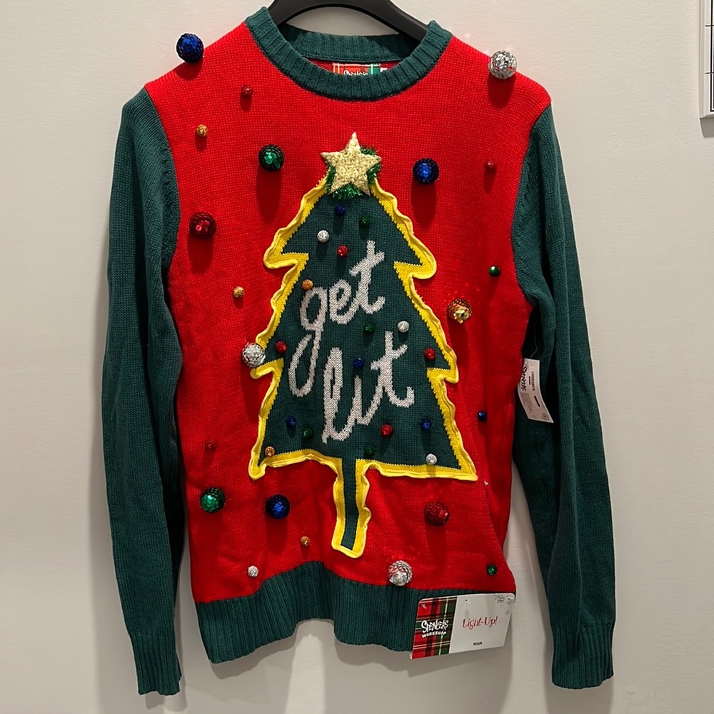 Spencers Novelty “Get Lit” Light-Up Ugly Christmas Sweater